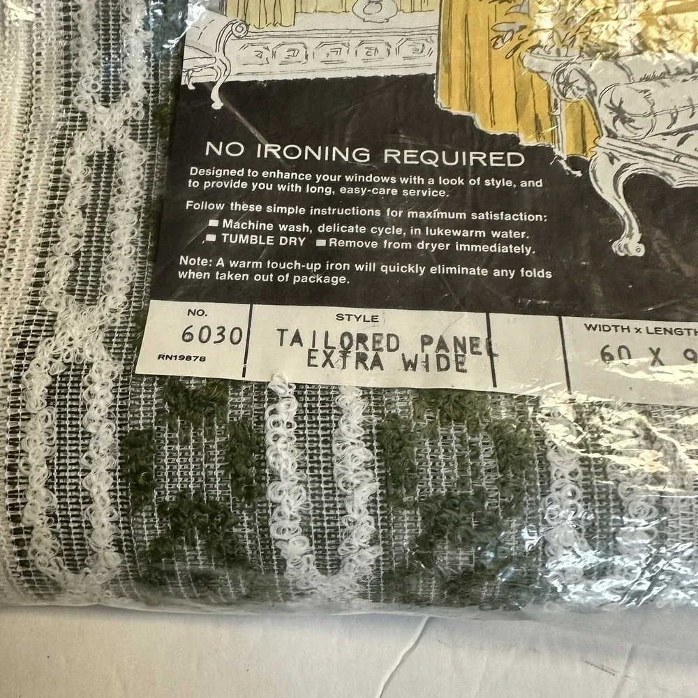 Vintage Curtains Retro Green White Knit Curtains Tailored Panels 60